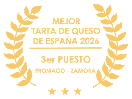 Sello: 3er puesto, Mejor Tarta de Queso de España 2026, FROMAGO Zamora
